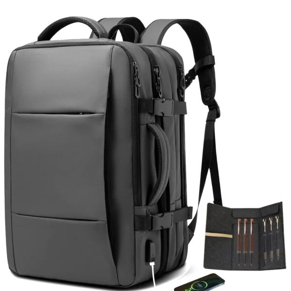 Mochila de viagem expansível.USB, à prova d'água,  bolsa para laptop de 17,3 polegadas