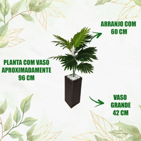 Planta Coqueiro Artificial Arranjo + Vaso Grande Decorativo - Image 3