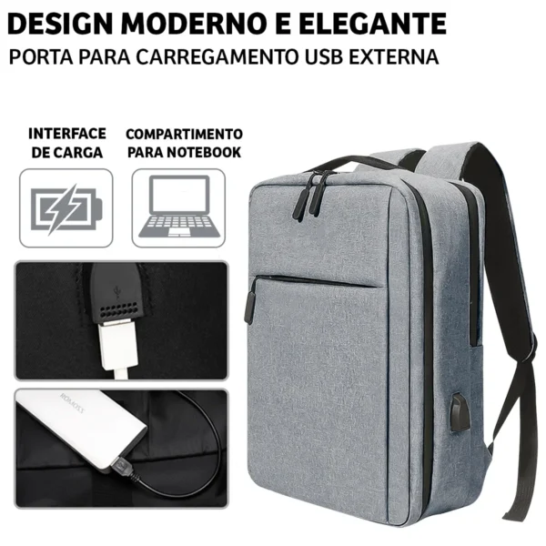 Mochila Bolsa Para Notebook 15.6 Polegadas Fone De Ouvido Usb - Image 5