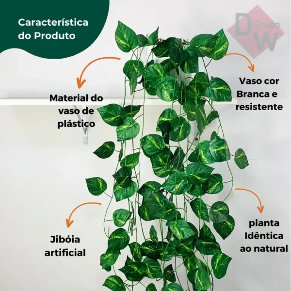 Kit de Planta Trepadeira Artificial Boia com Vaso Branco - Image 3