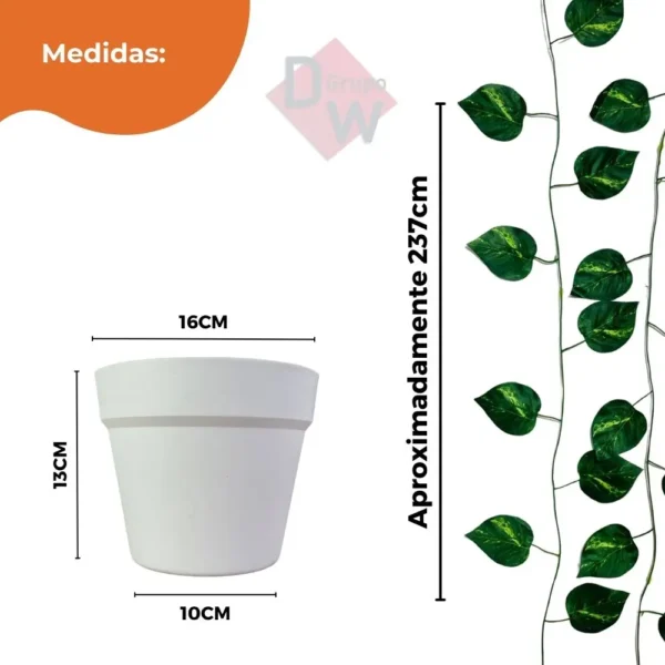 Kit de Planta Trepadeira Artificial Boia com Vaso Branco - Image 4