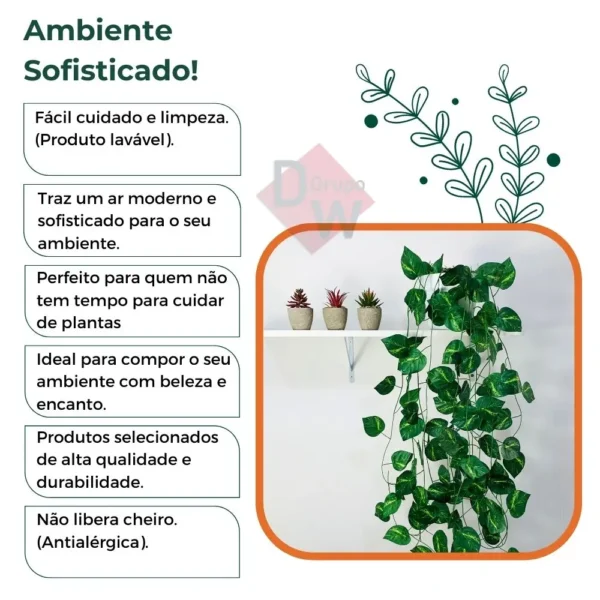 Kit de Planta Trepadeira Artificial Boia com Vaso Branco - Image 6