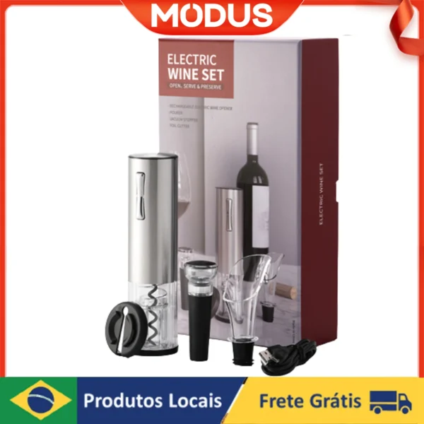 Conjuntos de abridores de garrafas de vinho elétricos com cortador de papel alumínio, saca-rolhas de vinho tinto automático recarregável portátil para kitche party bar